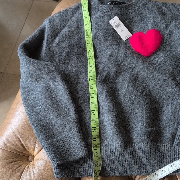 Anthropologie English Factory Gray Sweater with Red Heart - Picture 4 of 4